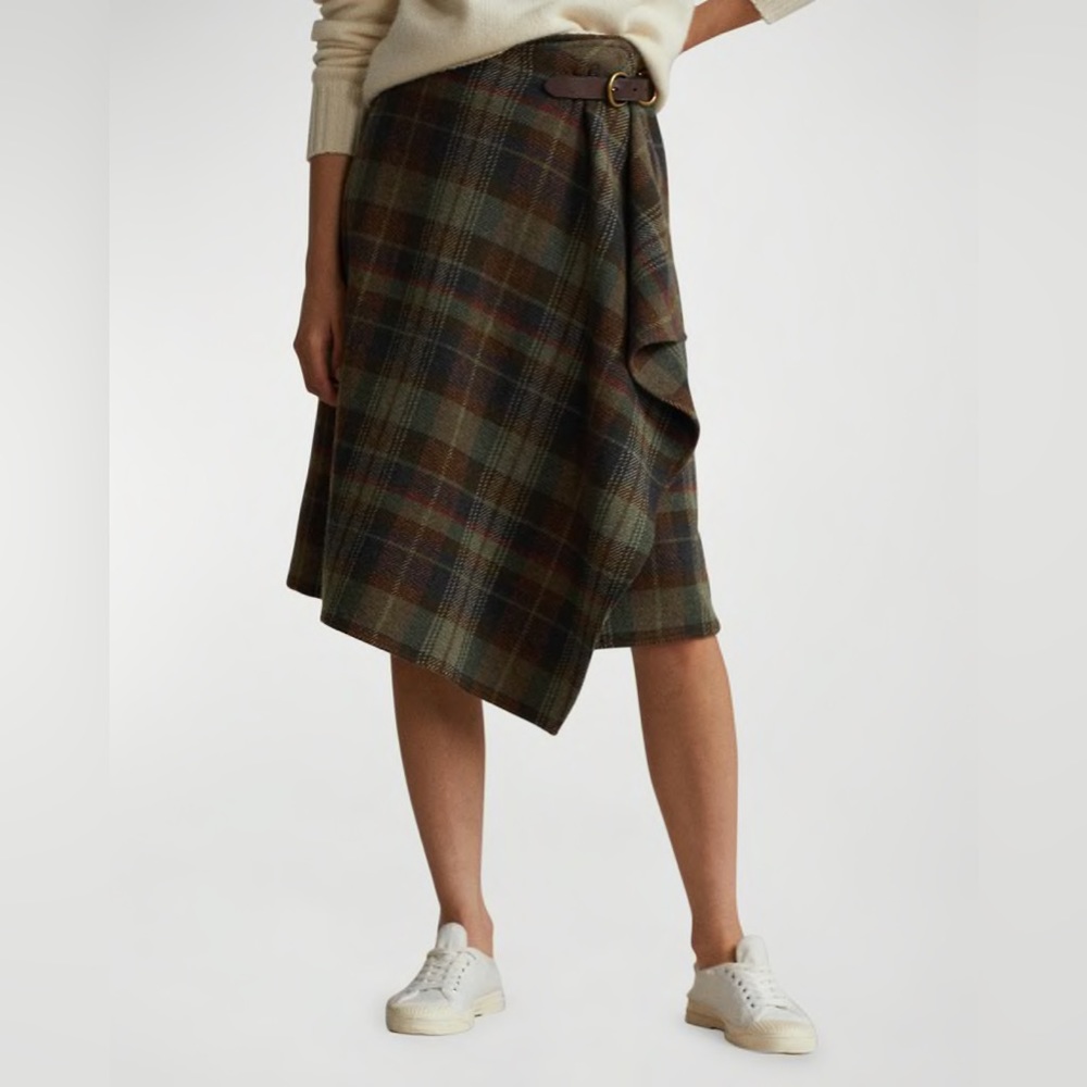 Buckle detail plaid skirt